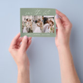 Sage Green QR Code - Sla de datum op 3 Foto Flyer (Hand)