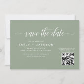 Sage Green QR Code - Sla de datum op 3 Foto Save The Date (Achterkant)