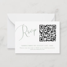 Sage Green QR Code Trouwwebsite RSVP Card