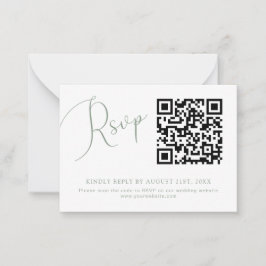 Sage Green QR Code Trouwwebsite RSVP Card Notitiekaartje