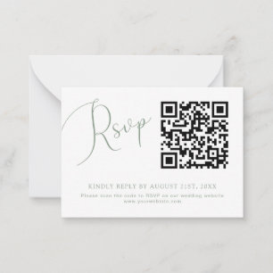 Sage Green QR Code Trouwwebsite RSVP Card Notitiekaartje