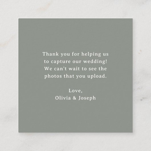 Sage Green | QR Code Wedding Leg de liefde vast Informatiekaartje (Achterkant)