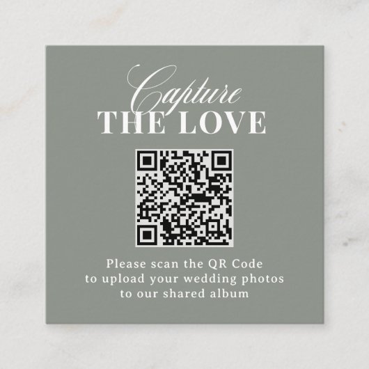 Sage Green | QR Code Wedding Leg de liefde vast Informatiekaartje (Voorkant)