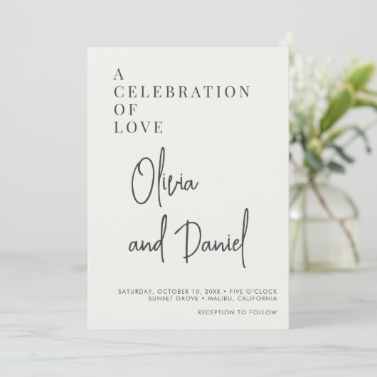 Sage Green QR Code Wedding Minimalist Script Photo Kaart (Staand voorkant)