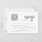 Sage Green QR Code Wedding RSVP Kaartje (Voorkant)