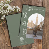 Sage Green QR Code Weduwschap met foto's Save The Date