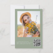 Sage Green QR Code Wildflower Vrijgezellenfeest Fo Kaart (Achterkant)