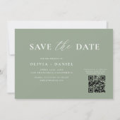 Sage Green QR Code Wildflower Wedding Save The Date (Achterkant)