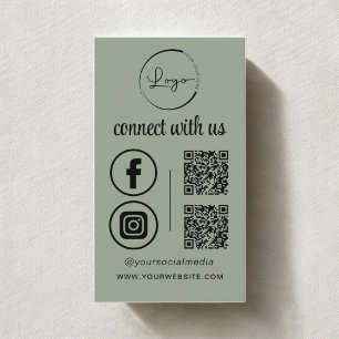 Sage Green QR Connect with US Business Logo Visitekaartje