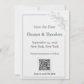 Sage Green Quiet Luxe QR Code Bewaar de Datum Save The Date (Voorkant)