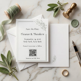 Sage Green Quiet Luxe QR Code Bewaar de Datum Save The Date