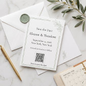 Sage Green Quiet Luxe QR Code Bewaar de Datum Save The Date