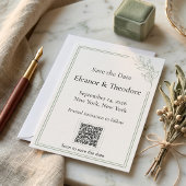 Sage Green Quiet Luxe QR Code Bewaar de Datum Save The Date