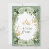 Sage Green Quinceañera 15 Anos Kaart (Achterkant)