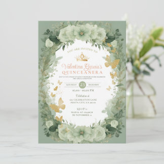 Sage Green Quinceañera 15 Anos Kaart