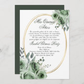 Sage green Quinceanera uitnodiging in het Spaans (Voorkant / Achterkant)