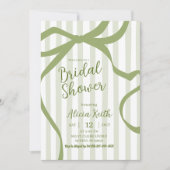 Sage Green Quirky Stripes Bridal Shower Invitation Kaart (Voorkant)