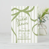 Sage Green Quirky Stripes Bridal Shower Invitation Kaart (Staand voorkant)