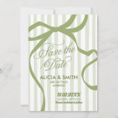 Sage Green Quirky Stripes Wedding Invitation Kaart (Voorkant)