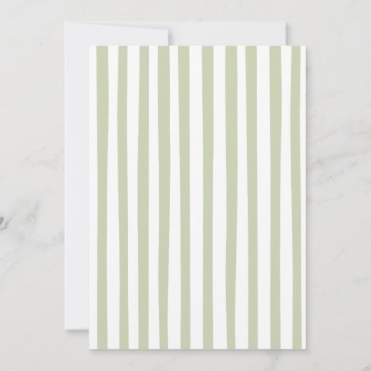 Sage Green Quirky Stripes Wedding Invitation Kaart (Achterkant)