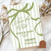 Sage Green Quirky Stripes Wedding Invitation Kaart