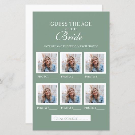 Sage Green raadt de leeftijd van het bruidspapier (Voorkant / Achterkant)