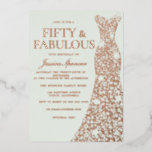 Sage Green Real Roos Gold Dress 50th Birthday Folie Uitnodiging<br><div class="desc">Sage Green Real Roos Gold Dress 50th Birthday Folie Uitnodiging Bekijk andere uitnodigingen in onze niche en nestwinkel</div>