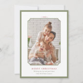 Sage Green & Red Minimal Merry Christmas Foto Feestdagenkaart (Voorkant)