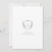 Sage Green Regency Floral Crest Monogram Huwelijk Save The Date (Achterkant)
