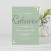 Sage Green Rehearsal Dinner Invitation Kaart (Staand voorkant)