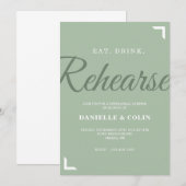 Sage Green Rehearsal Dinner Invitation Kaart (Voorkant / Achterkant)