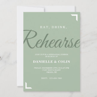 Sage Green Rehearsal Dinner Invitation Kaart