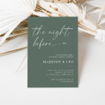 Sage Green Rehearsal Dinner Invitation Kaart<br><div class="desc">Nodig uw gasten uit voor uw repetitie diner met deze minimalist de avond voor de uitnodiging. Deze bruiloft repetitie diner uitnodiging is een perfecte pasvorm met een moderne bruiloft of salie groene bruiloft!</div>