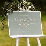 Sage Green Rehearsal Dinner Welcome Poster<br><div class="desc">Presenteren van onze elegante en moderne salie groen De nacht voor repetitie diner welkom poster, ontworpen om de perfecte toon voor uw pre-bruiloft viering. Met een verfijnd gouden touwhart en een eenvoudig handgeschreven kalligrafiescript, verwelkomt dit poster gasten met warmte en charme. Omarm de minimalistische schoonheid van dit prachtige poster en...</div>