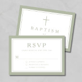 Sage Green Religious Cross Boy Baptism  RSVP Kaartje