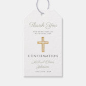 Sage Green Religious Cross Boy Confirmation Cadeaulabel (Voorkant)