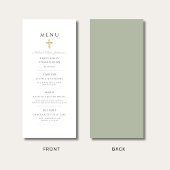 Sage Green Religious Cross Boy First Communion Menu