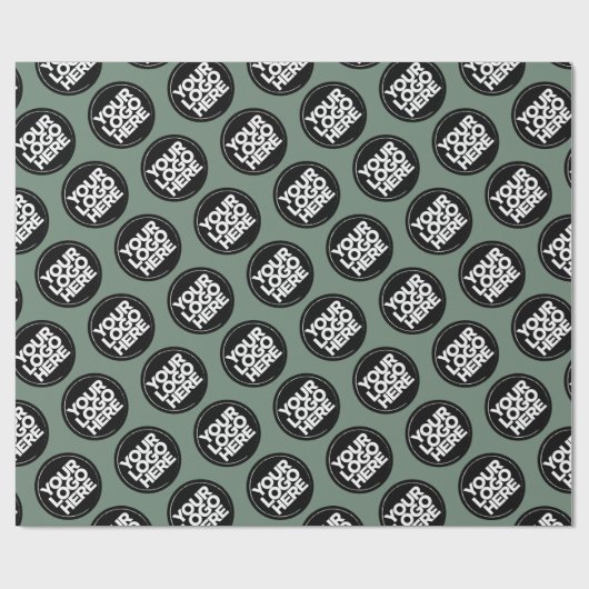 Sage Green Repating Logo Achtergrond Cadeaupapier (Vlak)