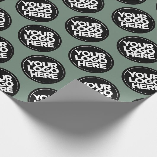 Sage Green Repating Logo Achtergrond Cadeaupapier (Hoek)