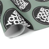 Sage Green Repating Logo Achtergrond Cadeaupapier (Rol Hoek)