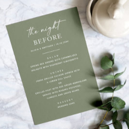 Sage Green repetitie dinermenu | avond ervoor Menu