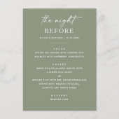 Sage Green repetitie dinermenu | avond ervoor Menu (Voorkant)