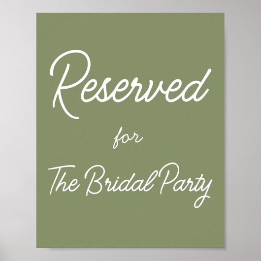 Sage Green Reserved Wedding Sign Poster (Voorkant)