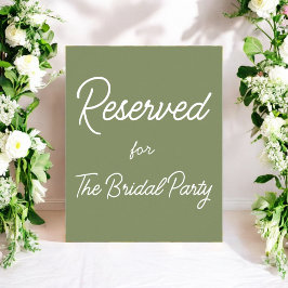 Sage Green Reserved Wedding Sign Poster