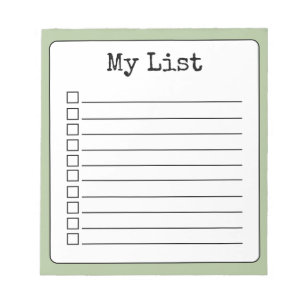 Sage Green Retro Aangepaste Checklist Ingelijnd Notitieblok