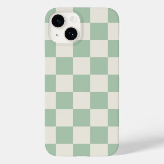 Sage Green Retro Check Case-Mate iPhone Case (Achterkant)