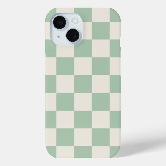 Sage Green Retro Check Case-Mate iPhone Case (Achterkant)