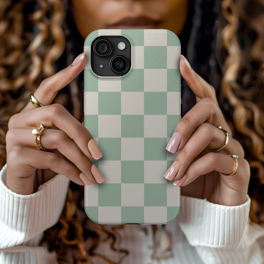 Sage Green Retro Check Case-Mate iPhone Case
