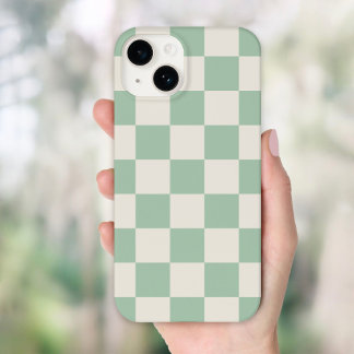 Sage Green Retro Check Case-Mate iPhone 14 Hoesje