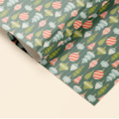 Sage Green Retro Kerstboom Ornamenten Cadeaupapier